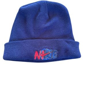 Adult Nike beanie in navy cuffed embroidered in red & blues UNISEX